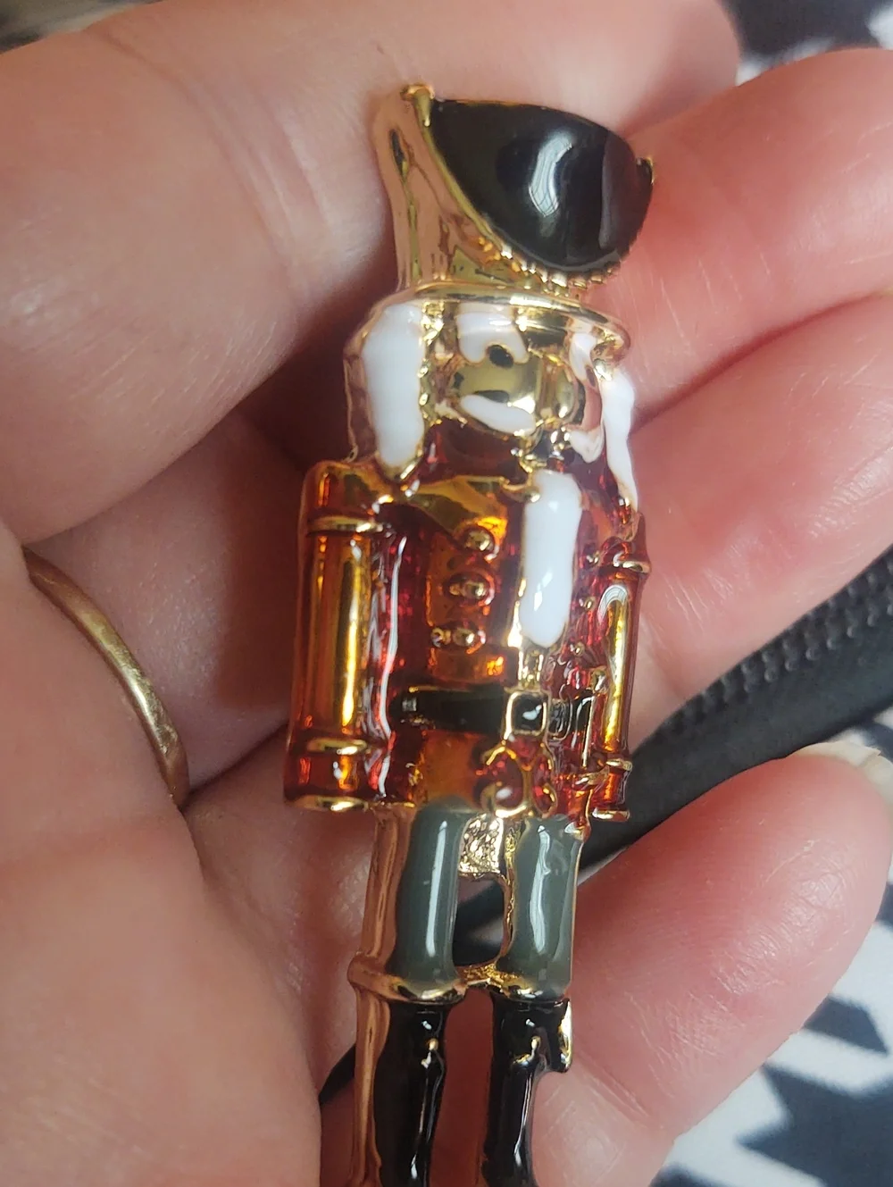 Red Enamel Nutcracker Brooch